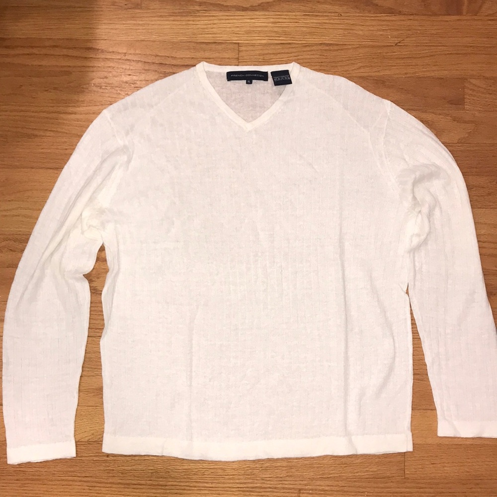 French Connection White v-neck sweater